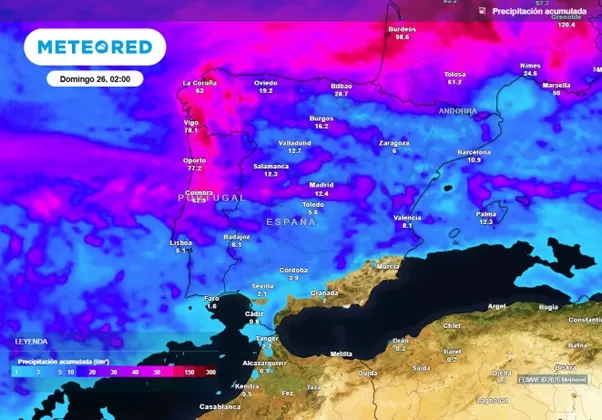 Los ríos atmosféricos harán que las lluvias sean intensas en España